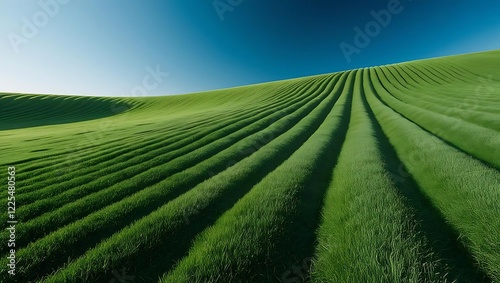 Landscape green field with blue sky