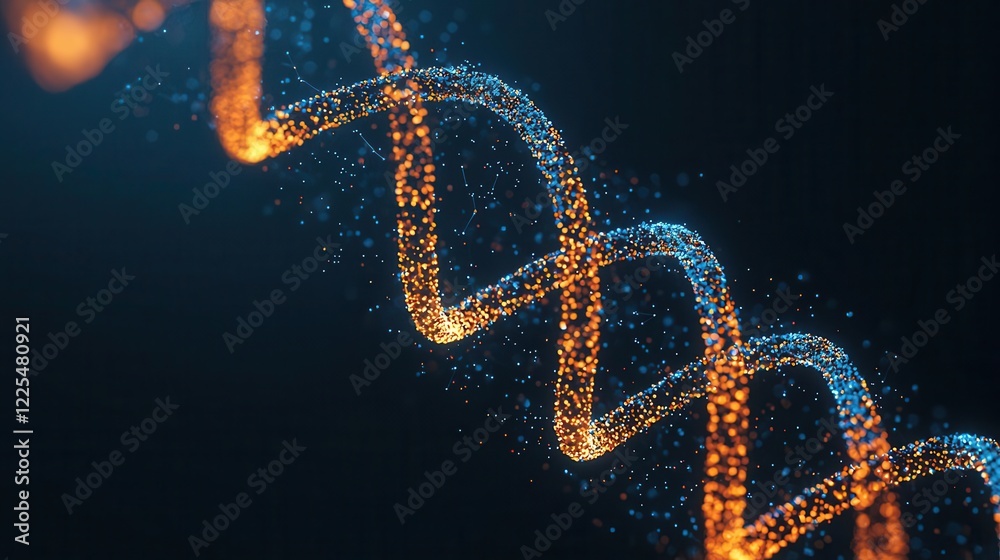 Obraz premium A glowing lock formed from a doublehelix structure, merging with a digital cloud interface, representing biodata security