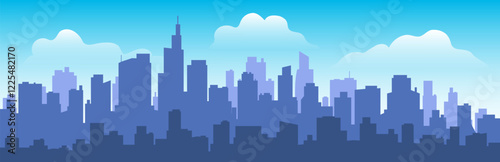 city panorama building silhouettes skyscrapers vector illustration
