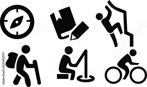 Different characters silhouette,Cycle riders vector,Hill climbers with bicycle 