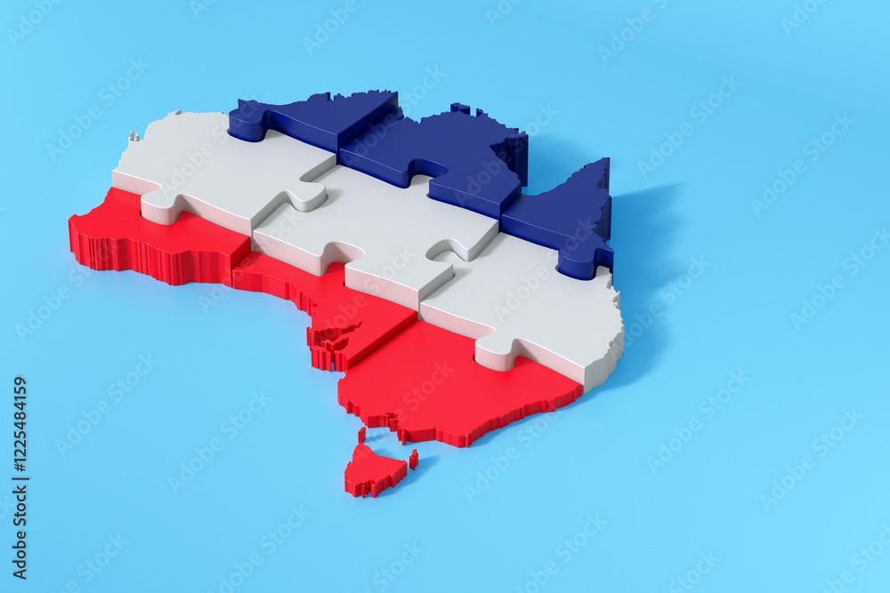 Fototapeta premium Australia map puzzle is showing cooperation, unity and teamwork