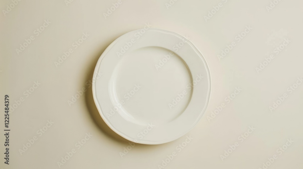 Greeting card, wedding, or menu mockup on a white plate with cream backdrop.