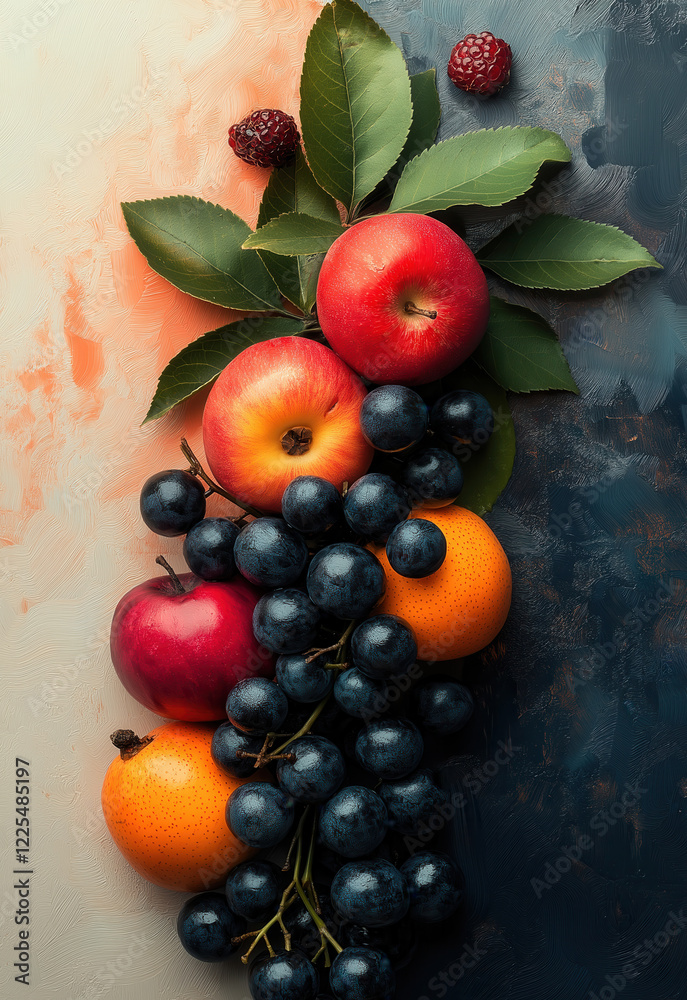 Fruit and berry composition on an abstract background. Fruit and berry composition on an abstract background.
