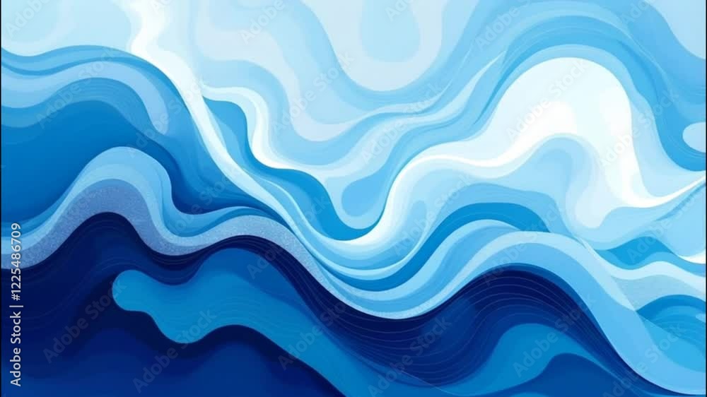 Abstract Ocean Waves: A Serene Blue Digital Painting Abstract Ocean Waves: A Serene Blue Digital Painting