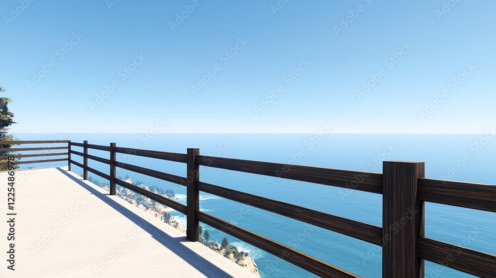 Ocean Clifftop with Wooden Fence Ocean Clifftop with Wooden Fence