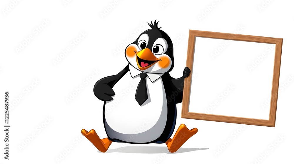 Obraz premium penguin with blank sign