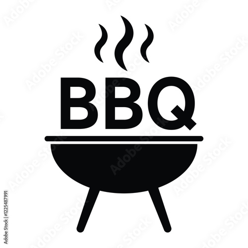 BBQ grill vector icon. Barbecue cooking symbol illustration. Black silhouette isolated on white background.