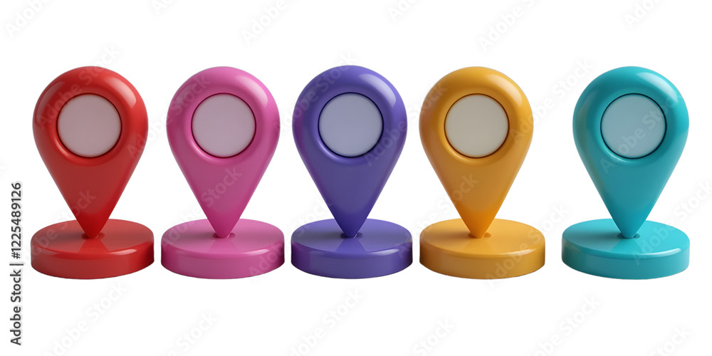 Collection set of colorful location pin icons isolated on transparent or white background, png Collection set of colorful location pin icons isolated on transparent or white background, png