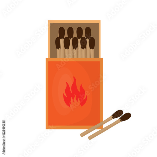 vector collection of wooden matches in the box