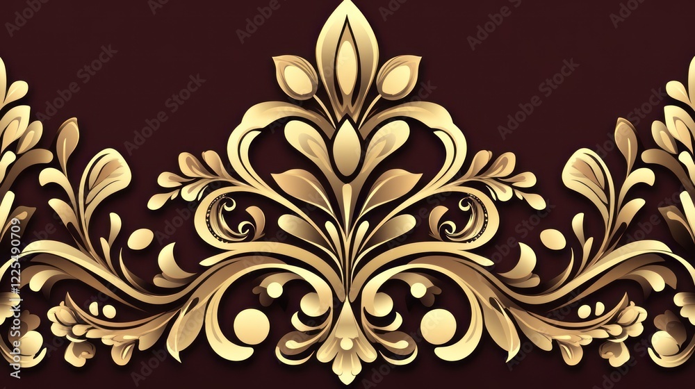 Elegant Gold Floral Damask Design Border Elegant Gold Floral Damask Design Border