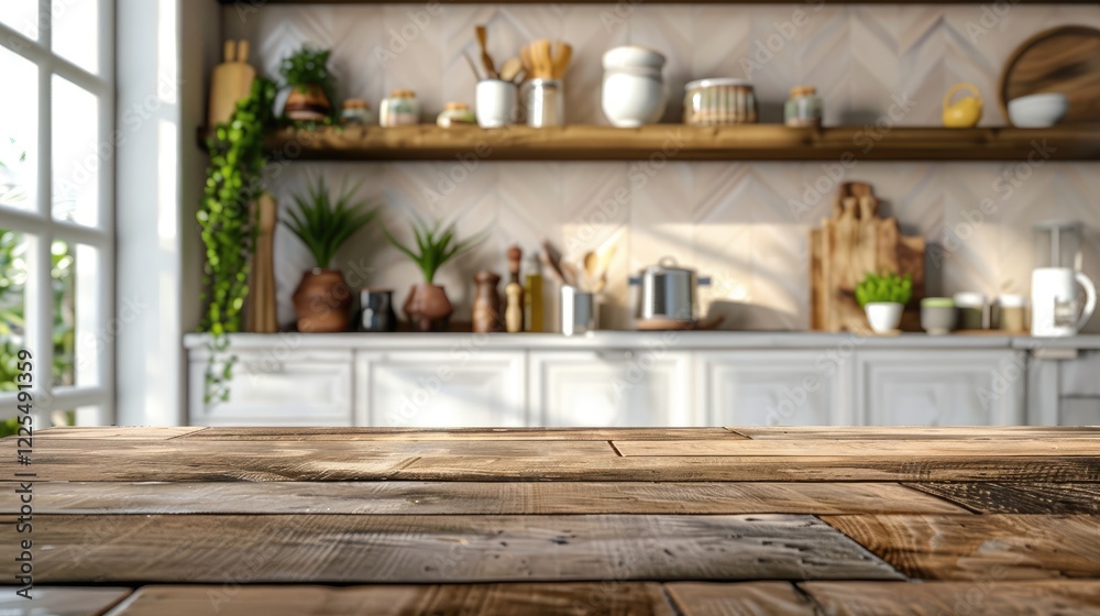 Product display space with kitchen table background Product display space with kitchen table background