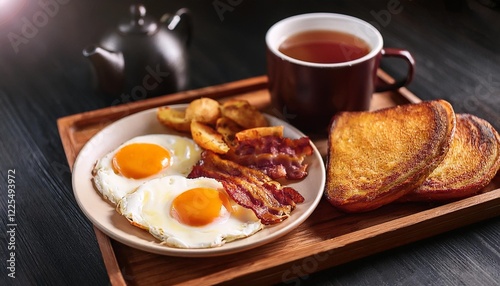 breakfast with coffee and croissant