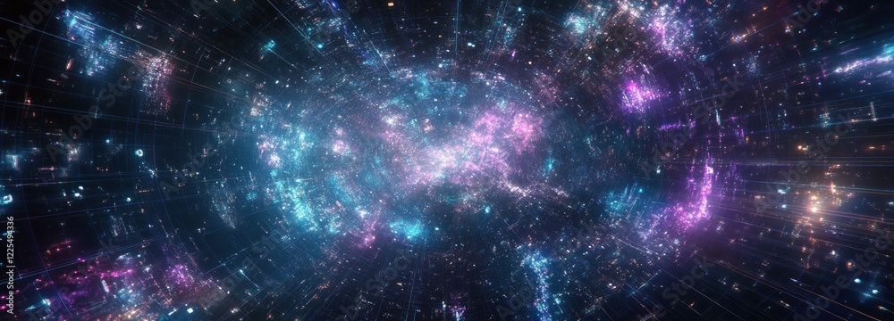 Obraz premium Abstract Digital Galaxy Cosmic Network Visualization