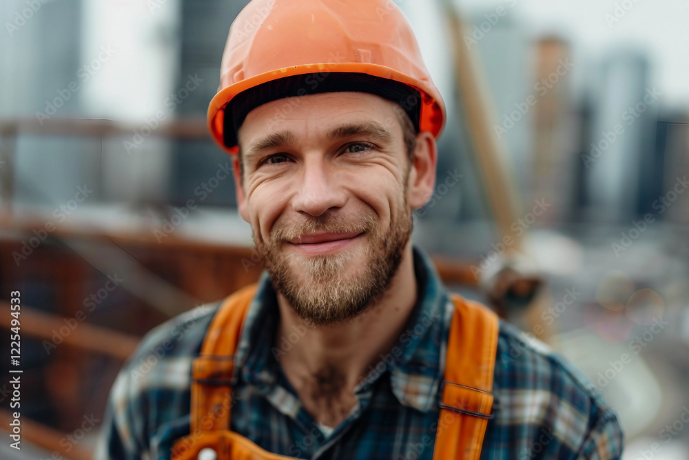 Generative AI image of a professional engineer in protective gear at an industrial facility Generative AI image of a professional engineer in protective gear at an industrial facility