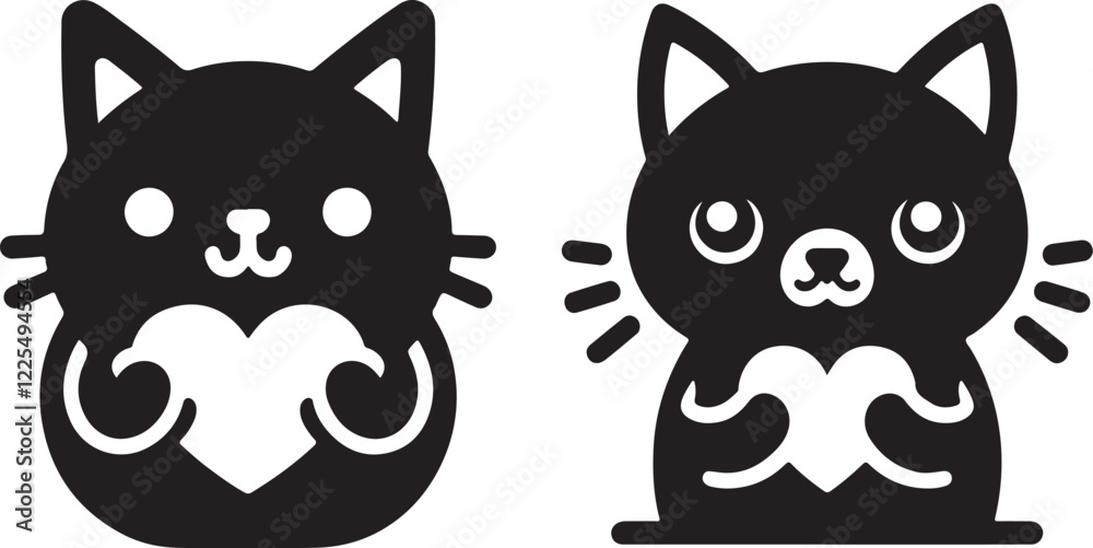 Cat loves k pop Korean symbol hand heart vector image Cat loves k pop Korean symbol hand heart vector image