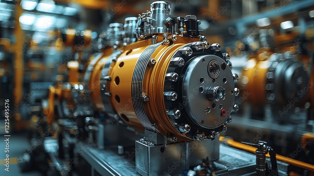 An array of orange-painted compressors stands in an industrial production setting, showcasing the blend of vibrant design and robust engineering essential for modern manufacturing. An array of orange-painted compressors stands in an industrial production setting, showcasing the blend of vibrant design and robust engineering essential for modern manufacturing.