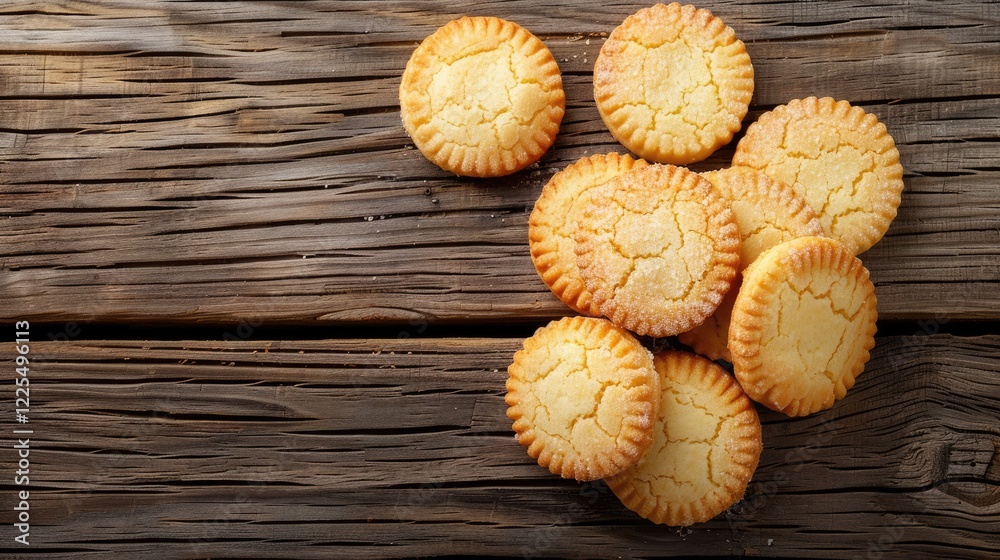 Top view of butter cookies on wooden surface Top view of butter cookies on wooden surface
