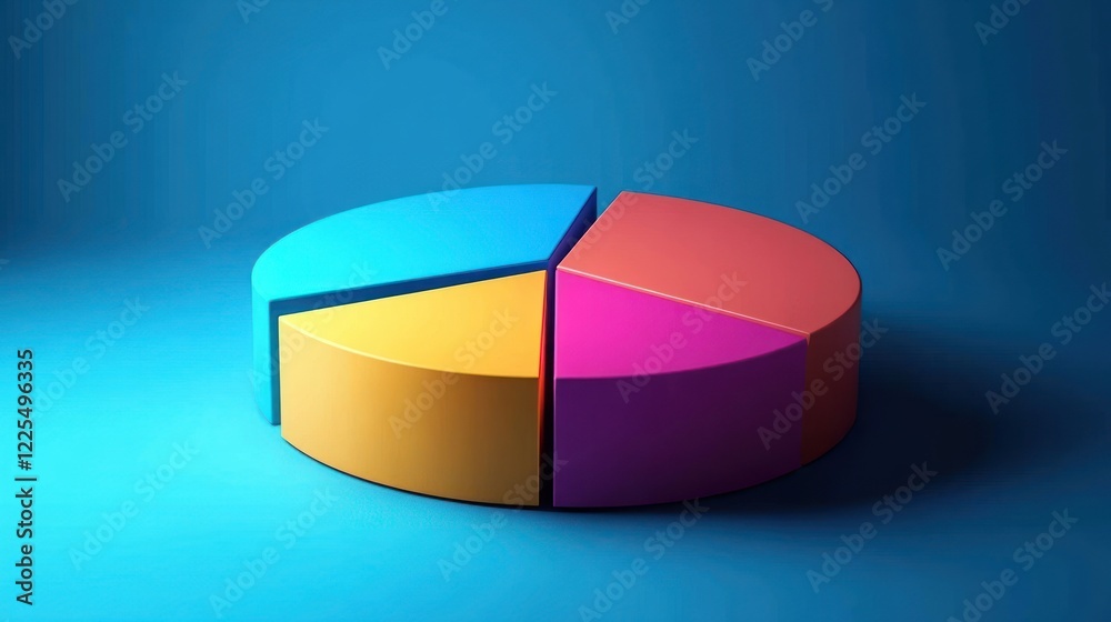 Obraz premium Colorful segmented pie chart on blue background