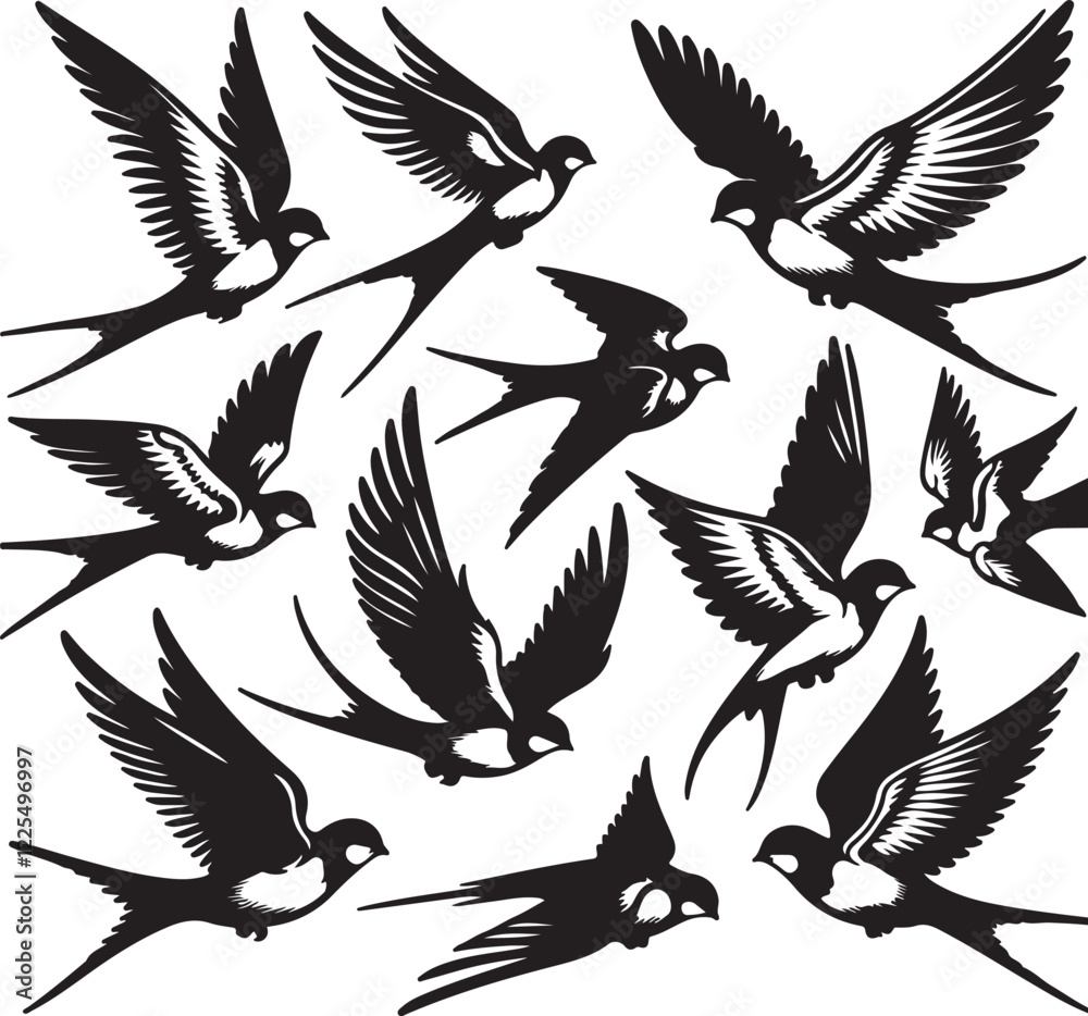 Fototapeta premium Flying birds silhouette vector image