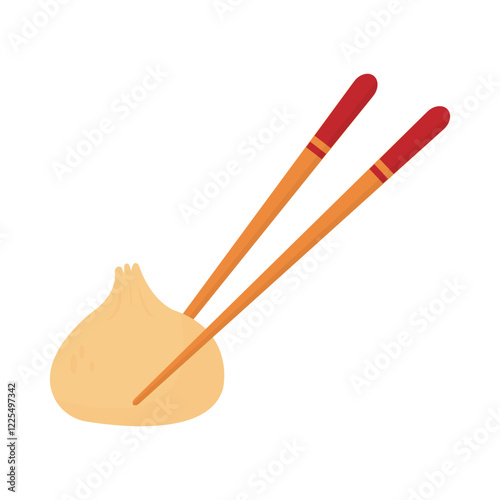 vector dimsum or dumpling with chopsticks holding it
