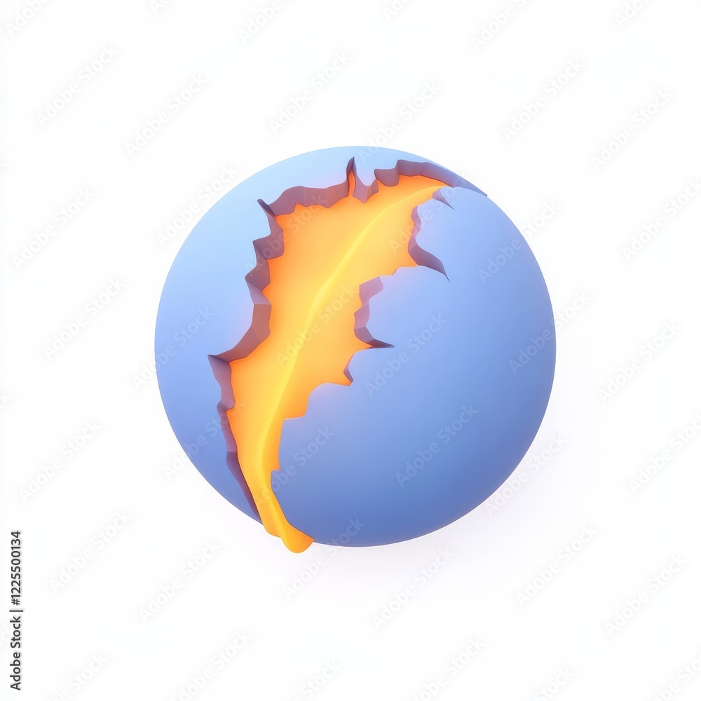 Obraz premium A stylized globe with a vibrant orange leaf cutout, symbolizing nature and sustainability in a modern design.