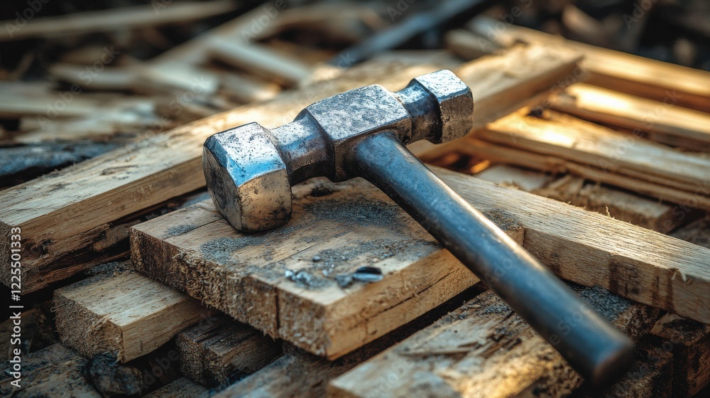 Rustic Hammer on Wooden Planks Rustic Hammer on Wooden Planks