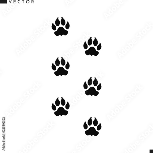 Puma paw prints silhouette. Leopard paw prints vector illustration