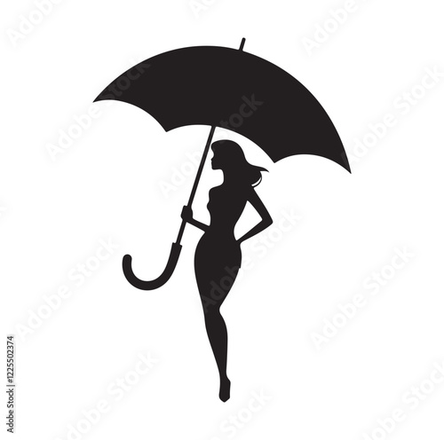 woman holding umbrella  silhouette vector illustration