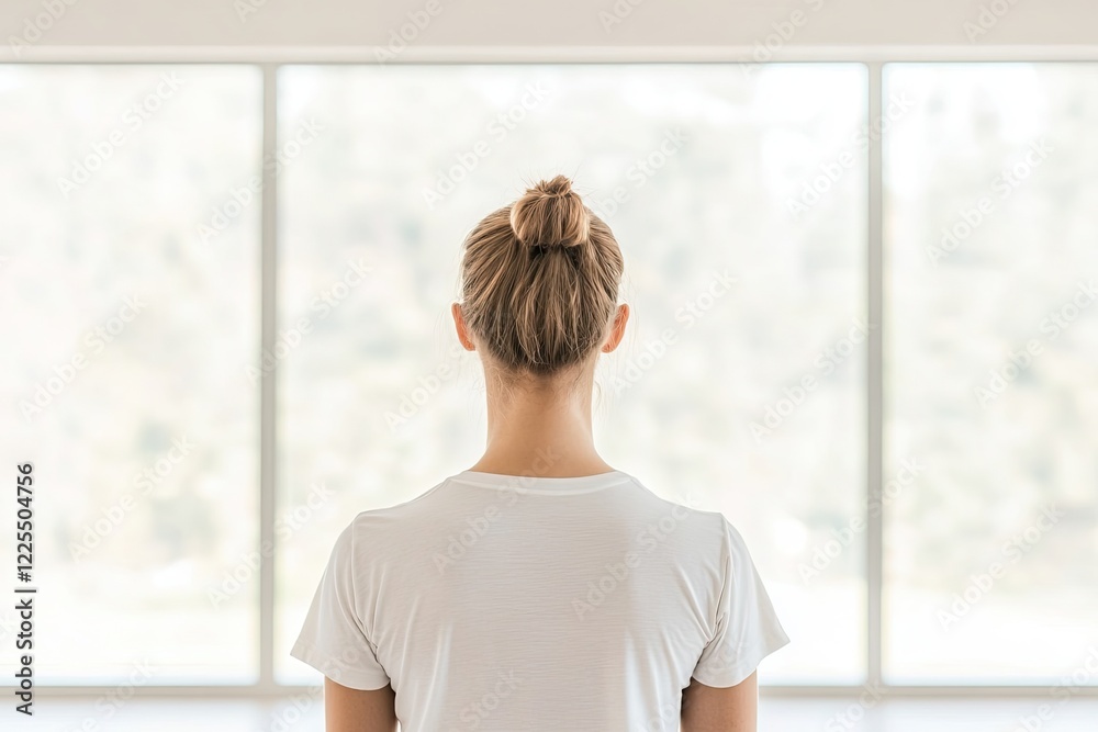 woman standing confidently in bright yoga studio her posture strong as sunlight streams through large woman standing confidently in bright yoga studio her posture strong as sunlight streams through large
