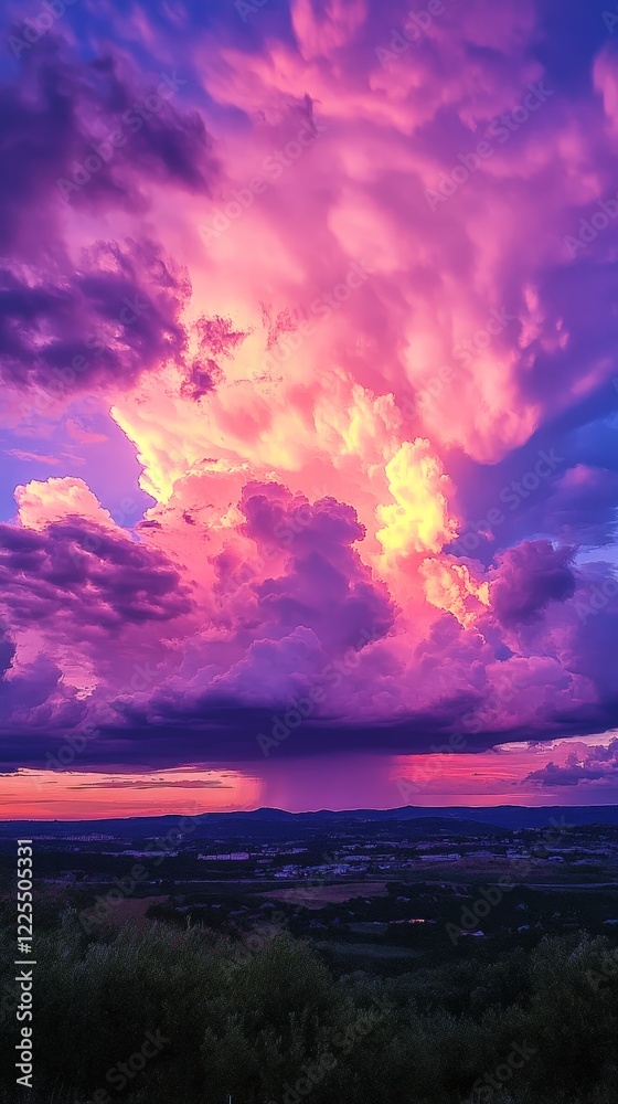 Fototapeta premium A serene sunrise above pastel clouds, radiating warmth and hope. Ideal for wellness, travel, and inspirational content.