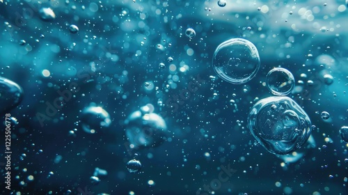 Wallpaper Mural Bubbles submerged in blue water Torontodigital.ca