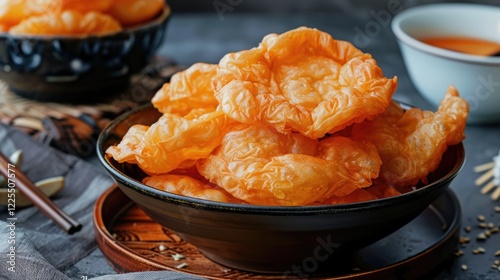 Chinese Traditional Fried Dough Served in Bowls photo