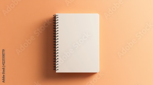 Blank spiral bound notebook on orange background
