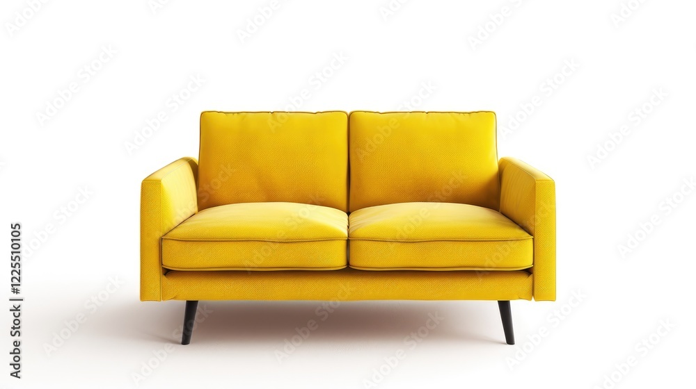 Fototapeta premium Contemporary Two-Seater Couch on White Background