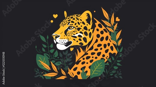 Majestic Jaguar Amidst Lush Tropical Foliage photo