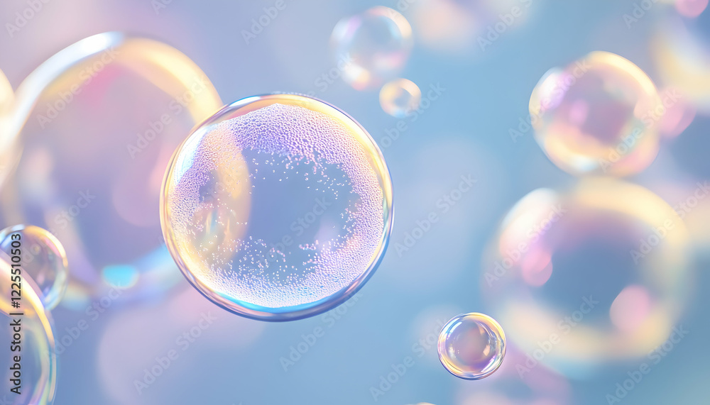 Macro shot of soap bubbles and foam on a blue background for a fresh and clean vibe - Macro shot of soap bubbles and foam on a blue background for a fresh and clean vibe -