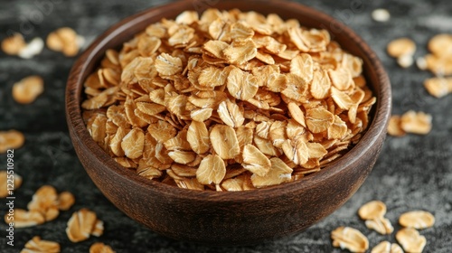 Rolled Oats in a Wooden Bowl: A Healthy Breakfast Staple