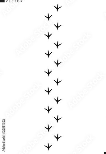 Peacock footprint silhouette. Animal footprint vector illustration