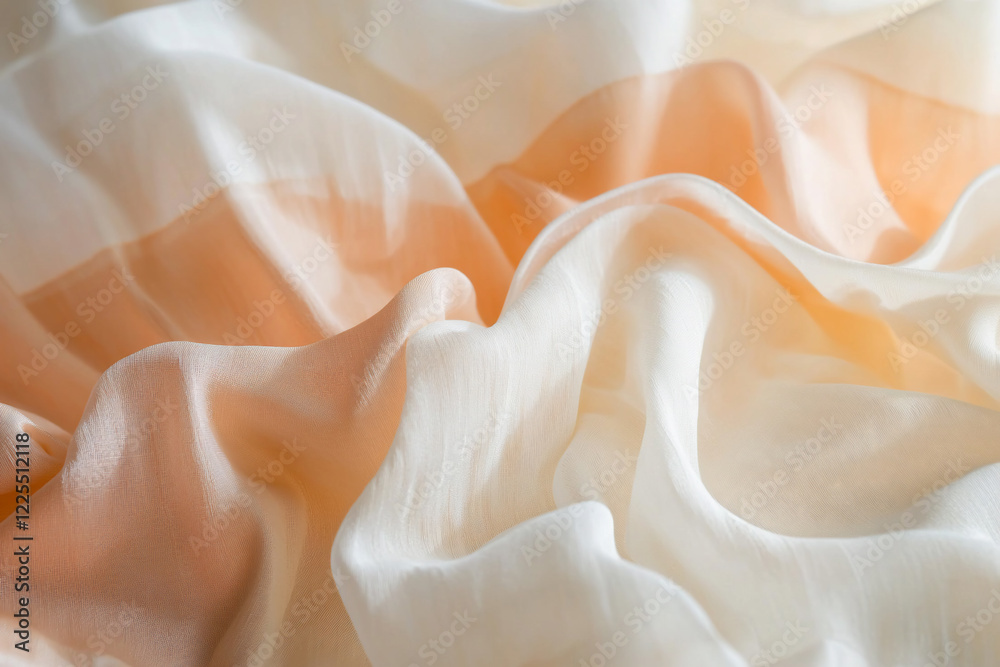 Soft, flowing fabric in warm tones, showcasing delicate textures and gentle folds for design use Soft, flowing fabric in warm tones, showcasing delicate textures and gentle folds for design use