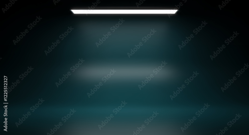 Dark Teal Room with Single Overhead Light Source - Minimalist Studio Background Dark Teal Room with Single Overhead Light Source - Minimalist Studio Background