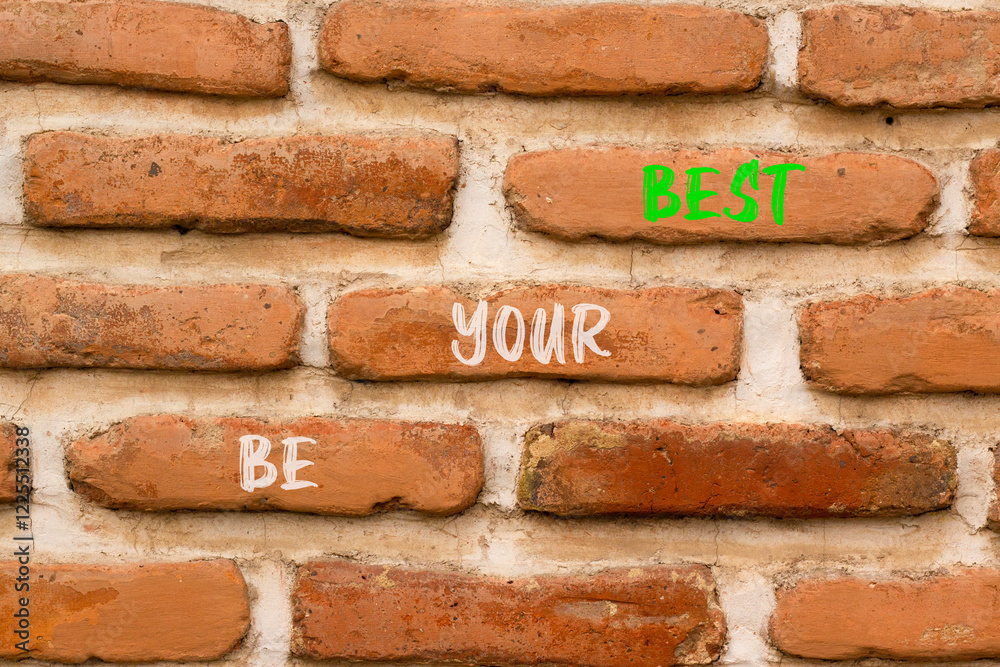 Motivational be your best symbol. Concept words Be your best on beautiful brown brick wall. Beautiful brown brick wall background. Business motivational be your best concept. Copy space. Motivational be your best symbol. Concept words Be your best on beautiful brown brick wall. Beautiful brown brick wall background. Business motivational be your best concept. Copy space.
