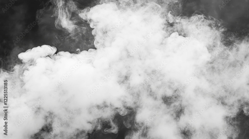 Abstract grayscale image of swirling white smoke against a dark background. Abstract grayscale image of swirling white smoke against a dark background.