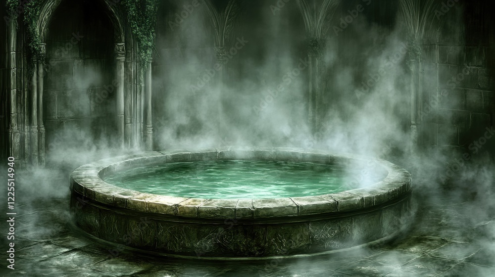 Mystical Stone Pool in Ancient Ruins Mystical Stone Pool in Ancient Ruins