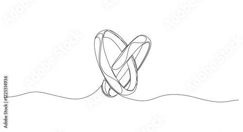 Wedding rings Continuous Line Drawing isolated on white background, vector illustration art line, Editable stroke