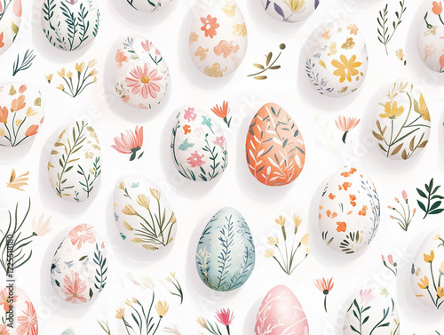 Seamless pattern with eggs, spring paper pattern, holiday, Easter. ai generation