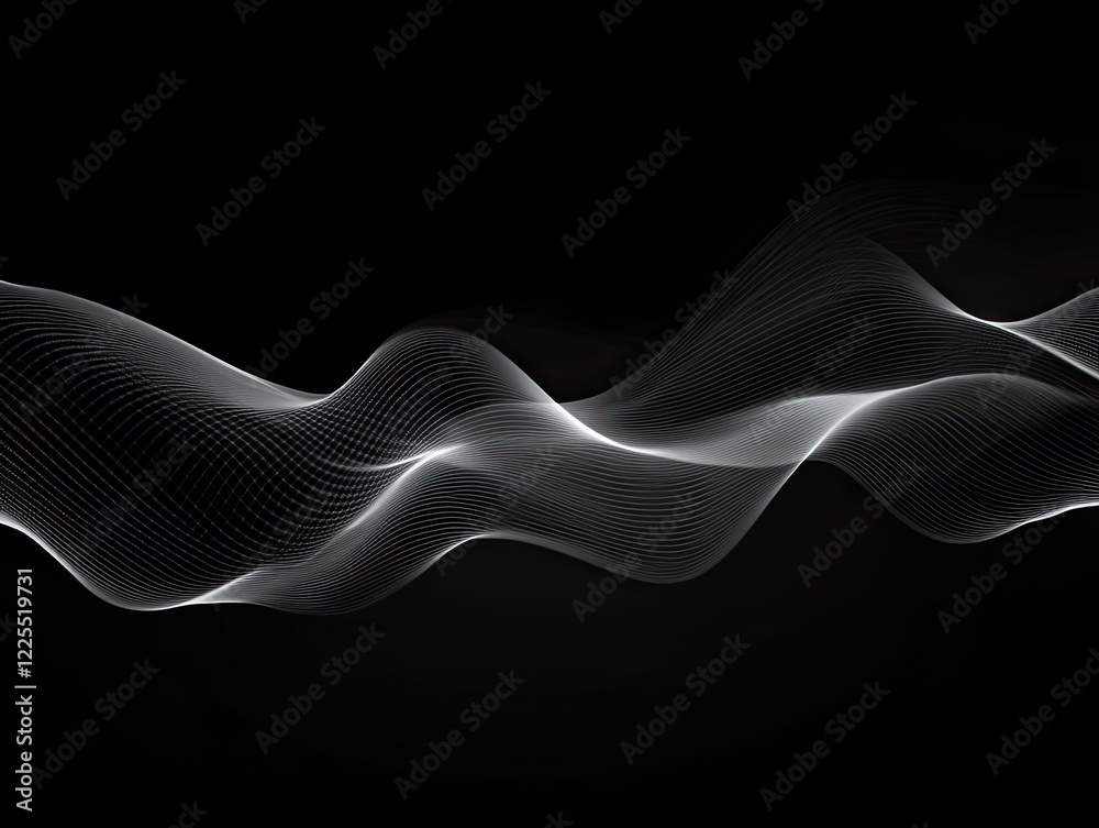 custom made wallpaper toronto digitalAbstract white flowing lines on a dark black background, digital wave effect