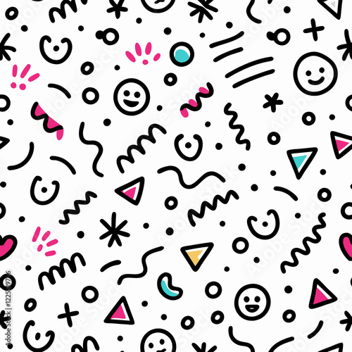 Happy doodles seamless pattern background design