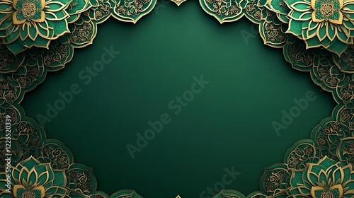 Emerald Green and Gold Floral Frame Design