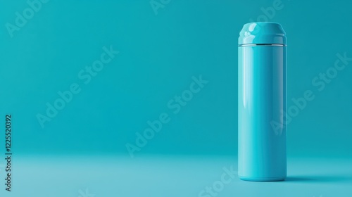 Wallpaper Mural A teal colored cylindrical thermos stands on a blue background Torontodigital.ca