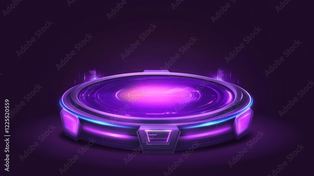 Futuristic Purple Neon Circular Platform Display Futuristic Purple Neon Circular Platform Display